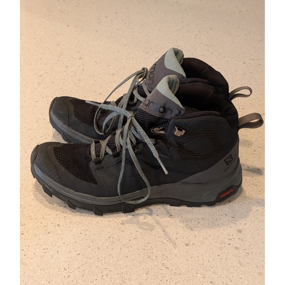 Salomon Outline Mid GTX Womens Size 9.5 US Hiking Shoes Black Trail Waterproof